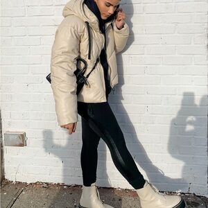 Zara faux leather puffer coat